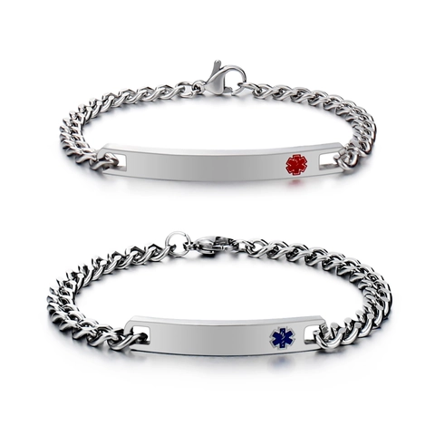 Edelstahl Medizinischer Alarm ID Armband Für Damen Herren Panzerkette Star Of Life Medizinisches Zeichen Schmuck Geschenk