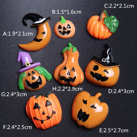 Halloween Pompoen Resin Bedeltjes Heksenhoed Maan Flatback Decoratie Voor DIY Telefoonhoesje Sieraden Maken Accessoires