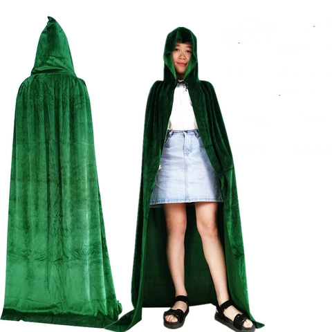 Cape À Capuche En Velours Pour Halloween Longue Cape Pour Fête De Cosplay Costume Sorcière Vampire Pour Adultes Enfants