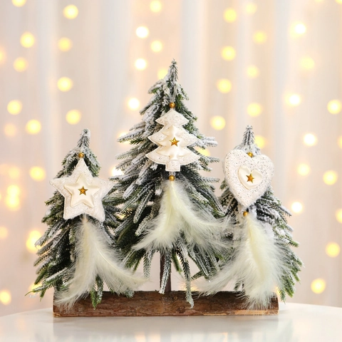 Addobbi Natalizi Appesi Albero Tessuto Stella Oro Cuore Piuma Decorazione Casa Festa Vacanze