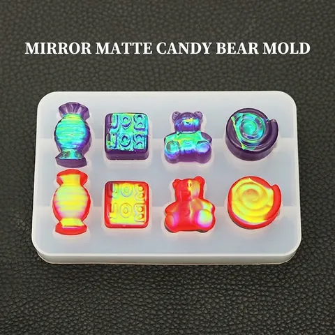 Spiegel Matt Silikonform Mehrere Formen Bär Süßigkeiten Quadrat Spirale Für Harzguss Schokolade Backen DIY Handwerk Transparent