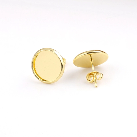 Clous d'Oreilles En Acier Inoxydable Plaqué Or Base Plate Ronde Pour La Fabrication De Bijoux DIY Accessoires