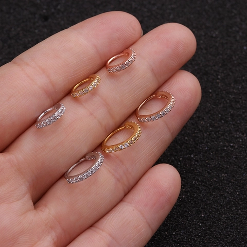 Copper Zirconia Nose Ring Ear Cartilage Hoop Mini Septum Piercing Jewelry Silver Gold Rose Gold For Women Men