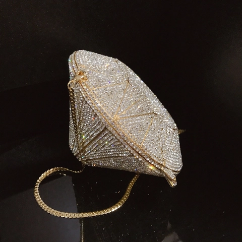 Pochette Da Sera Di Lusso A Forma Di Diamante Con Strass Cornice In Lega Metallica Matrimonio Formale Borsa Per Donne