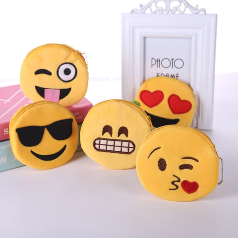 Monedero Redondo De Peluche Cara Sonriente Mini Billetera Bolsa Con Cadena De Bolas Llavero Lindo Kawaii