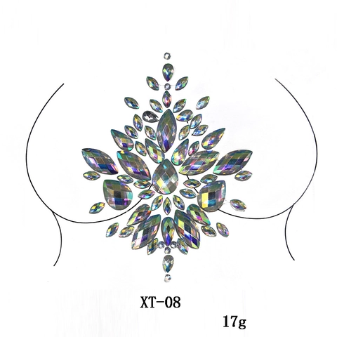 Bijoux De Corps Strass Autocollants Résine Cristal Tatouage Poitrine Festival Musique Rave Party Carnaval Femmes