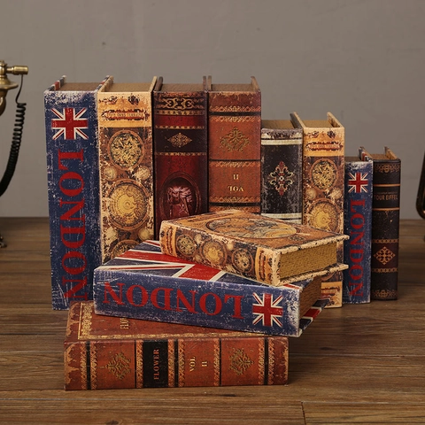 Vintage Decoratieve Boek Opbergdoos MDF Kunstleer Geheime Organisator Home Office Bureau Ornament Retro Stijl