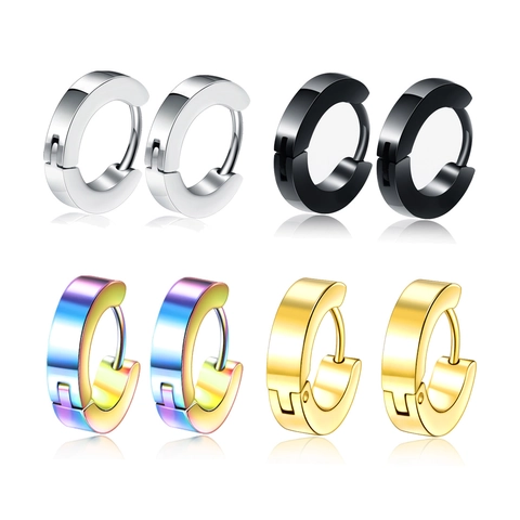 Pendientes De Aro Huggie De Acero Inoxidable Estilo Punk Minimalista Joyería De Moda Para Hombres Y Mujeres