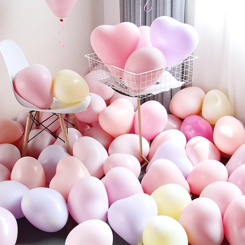 Heart Shaped Latex Balloons Macaron Matte Color For Wedding Birthday Party Decoration Romantic Anniversary Scene Layout