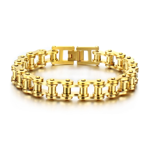 Pulsera Hombre Acero Inoxidable Cadena Bicicleta Moto Estilo Industrial Punk Hip Hop Joyería