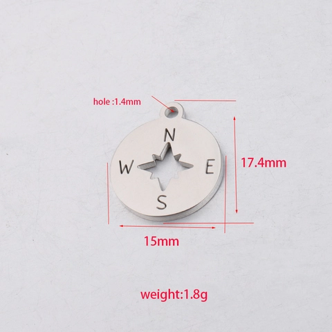 Dijes De Colgante Brújula Acero Inoxidable 304 Redondo Hueco Estrella Dirección NESW Para Accesorios Joyería DIY