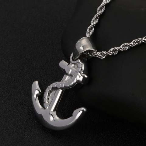 Anchor Pendant Necklace Stainless Steel Retro Nautical Style Punk Jewelry For Men And Women