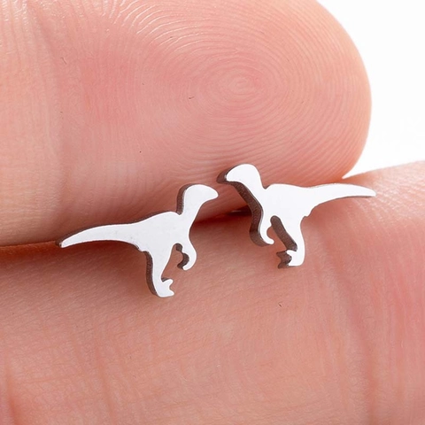 Orecchini A Lobo Dinosauro Animale Acciaio Inossidabile Minimalista Punk Stile Pixel Gioielli Per Donne Uomini