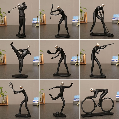 Moderne Sport Atleet Figuur Hars Abstract Speler Sculptuur Bureau Huis Kantoor Decoratie Ornament