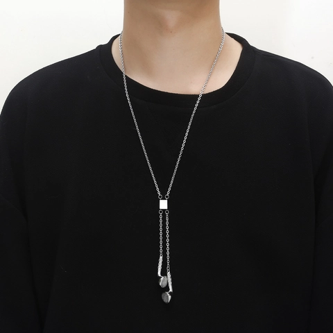 Collana con Ciondolo a Forma di Cuffie in Acciaio al Titanio Hip Hop Rock Musica Cuffie Catena Lunga Uomo Donna Argento Lucido Gioielli