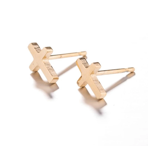 Cross Stud Earrings Stainless Steel Mini Small Minimalist Polished Retro Religious Jewelry For Women Men