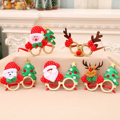 Occhiali Di Natale Montature Decorative Plastica Glitter Babbo Natale Pupazzo Di Neve Renna Accessori Per Feste