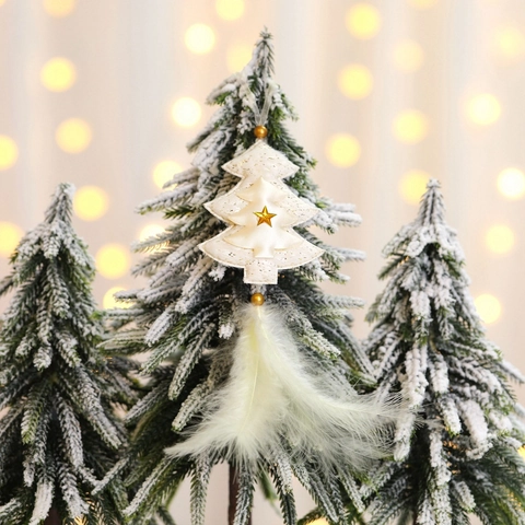 Addobbi Natalizi Appesi Albero Tessuto Stella Oro Cuore Piuma Decorazione Casa Festa Vacanze