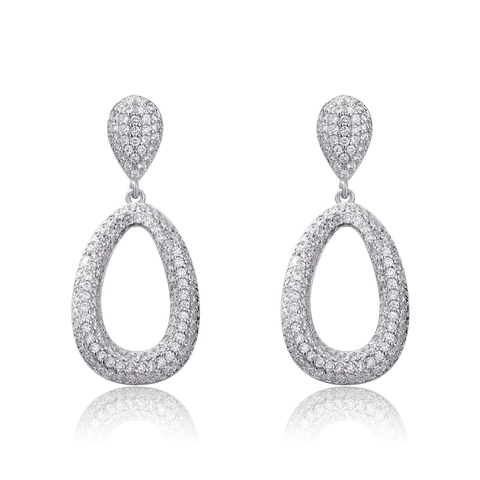 Eleganti Orecchini a Pendente a Goccia in Rame Con Perno in Argento Sterling 925 Zirconia Pavé Gioielli di Tendenza