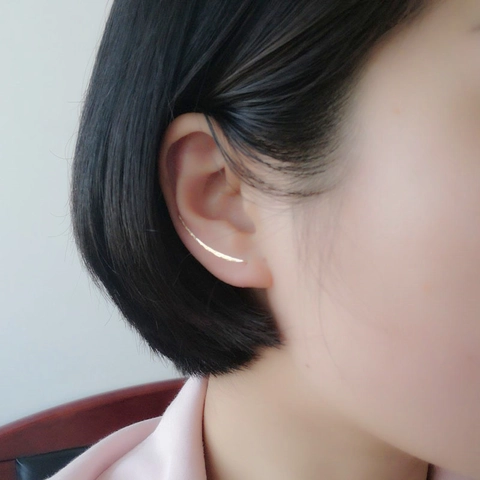 Pendientes De Clip Minimalistas Con Forma De U Curvada Superficie Martillada Latón Chapado En Oro Joyería De Moda Para Mujer