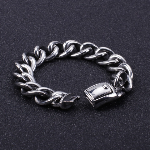 Pulsera De Cadena Cubana De Acero Inoxidable 316L Para Hombre Heavy Metal Punk Rock Industrial Retro Cadena Gruesa
