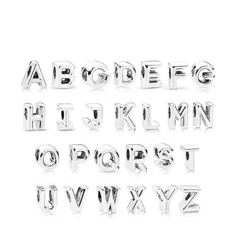 Alphabet Letter Beads Alloy Polished Silver Rose Gold Plated DIY Jewelry Making Accessory For Bracelet Necklace Charms