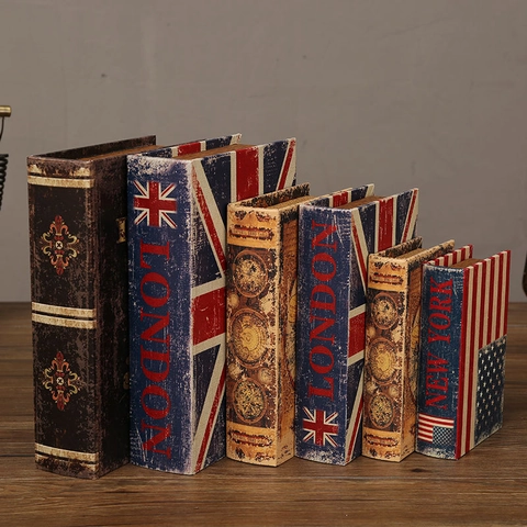 Vintage Decoratieve Boek Opbergdoos MDF Kunstleer Geheime Organisator Home Office Bureau Ornament Retro Stijl