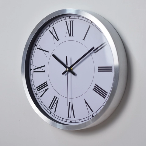 Orologio Da Parete Cornice Acciaio Inox Vetro Quarzo Silenzioso Batteria Arredo Moderno Minimalista Soggiorno Ufficio