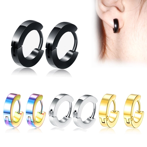 Pendientes De Aro Huggie De Acero Inoxidable Estilo Punk Minimalista Joyería De Moda Para Hombres Y Mujeres