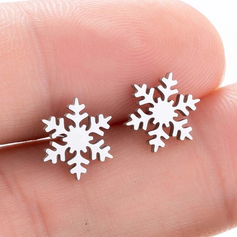 Stainless Steel Stud Earrings Snowflake Reindeer Christmas Tree Minimalist Winter Festive Jewelry Women Girls Gift