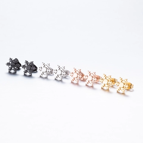 Stainless Steel Stud Earrings Snowflake Reindeer Christmas Tree Minimalist Winter Festive Jewelry Women Girls Gift