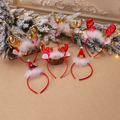 Cerchietto Natalizio Con Corna Di Renna Cappello Babbo Natale Con Peluche E Campanelli Per Festa Di Natale Costume