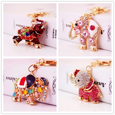 Portachiavi Elefante Strass Smalto Lega Di Zinco Animale Pendente Borsa Simpatico Fascino