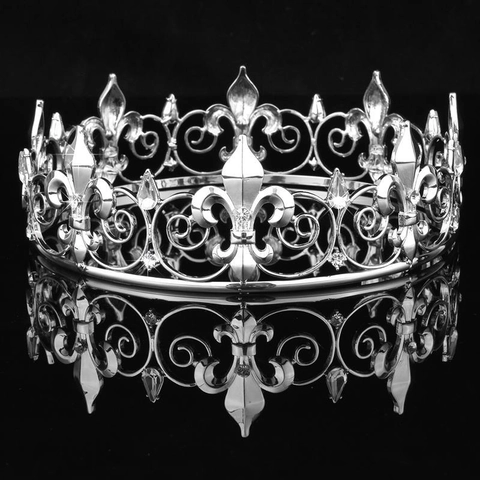 Luxury Round Bridal Crown Tiara Alloy Crystal Fleur-De-Lis Hollow Wedding Hair Accessories For Women