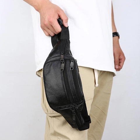 Marsupio Da Uomo In Pelle PU Tasche Multiple Borsa Da Petto Impermeabile Business Casual Sport All Aperto Ciclismo Nero