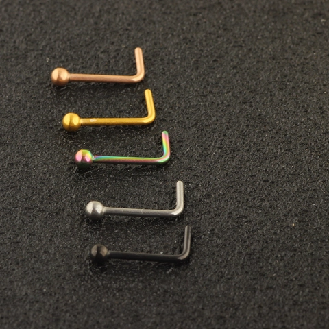 Piercing Naso A Forma Di L Acciaio Inossidabile Testa A Sfera Gioielli Per Il Corpo Finitura Lucida Colori Multipli