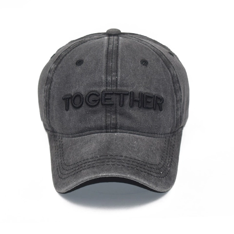 Washed Cotton Baseball Cap 3D Letter Embroidery Distressed Vintage Style Adjustable Sun Hat Unisex