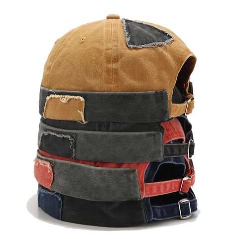 Berretto Docker Senza Tesa In Cotone Lavato Retro Cappello Miki Vintage Distressed Fibbia In Metallo Regolabile Hip Hop Unisex