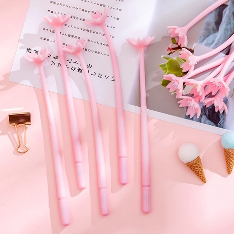 Penna Gel Fiore Di Ciliegio Carino Sakura Silicone Morbido Penne Scrittura Rosa Novità Cancelleria Estetica Ragazza Scuola Ufficio