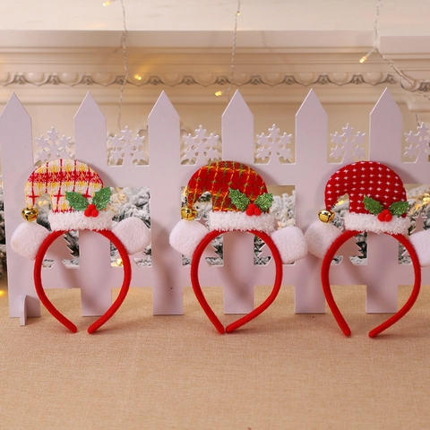 Weihnachten Mini Hut Haarreif Mit Goldene Glocken Rot Karo Punktmuster Haarband Für Kinder Erwachsene Party Dekoration