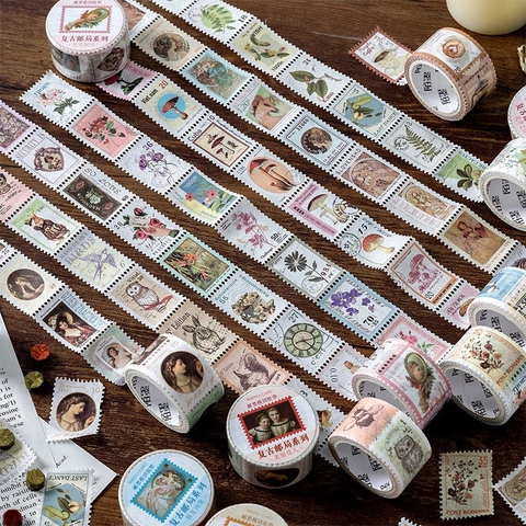 Vintage Washi-Tape In Postzegelstijl Retro Decoratieve Stickers Voor Scrapbooking Dagboek En DIY Knutselen
