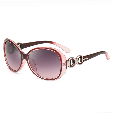 Übergroße Ovale Sonnenbrille Für Damen PC-Rahmen Verlaufsgläser Metallkette Dekoration UV400 Schutz Mode