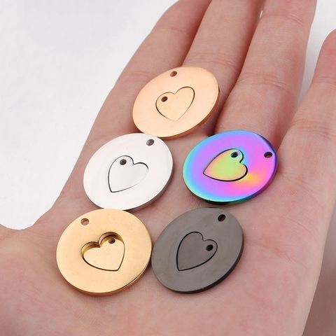 Dijes De Pendentivo De Corazón Acero Inoxidable 304 Pulido Espejo Forma Amor Hueco DIY Accesorios De Joyería Para Collares