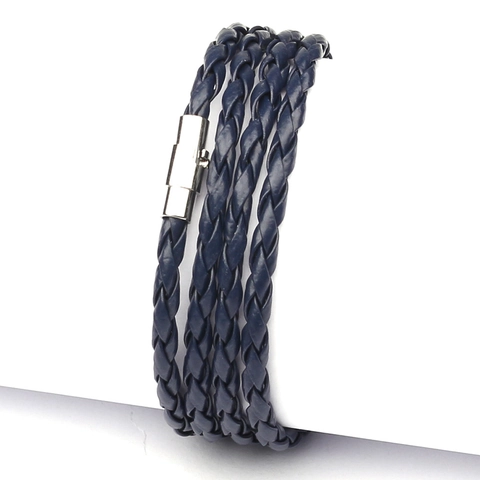 Braided Leather Wrap Bracelet For Men And Women Multi Layer Alloy Magnetic Clasp Handmade Fashion Casual Jewelry Gift