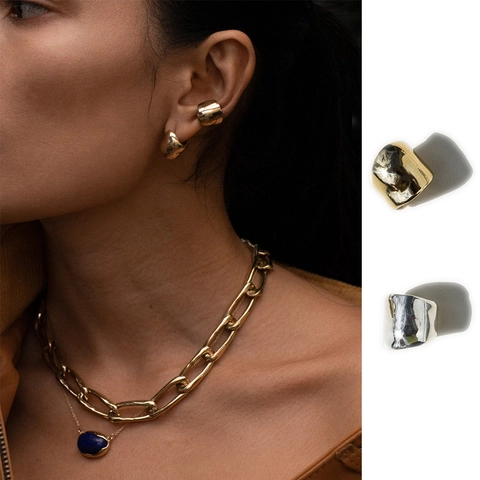 Orecchini a Polsino Minimalisti in Rame per Donna Stile Vintage Senza Buco Clip su Orecchini Placcati Oro Argento Forma a U