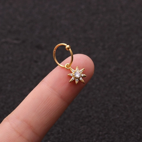 Orecchini Cerchio Cartilagine Acciaio Inossidabile Ciondolo Cuore Luna Stella Ala Zircone Gioielli Piercing Donne