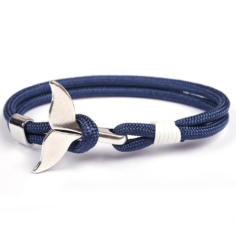 Whale Tail Bracelet Alloy Fish Tail Buckle Hand Woven Paracord Nautical Sailor Style For Men Women Couples