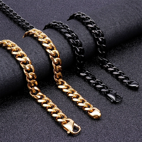 Collana E Bracciale A Catena Cubana In Acciaio Inossidabile Uomo Hip Hop Streetwear Gioielli Punk Curb Link Galvanizzati