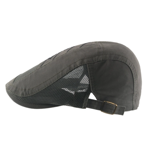 Fashion Cotton Mesh Patchwork Beret Cap Breathable Adjustable Flat Cap For Men Summer Sun Protection Ivy Hat Accessory