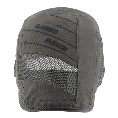 Fashion Cotton Mesh Patchwork Beret Cap Breathable Adjustable Flat Cap For Men Summer Sun Protection Ivy Hat Accessory